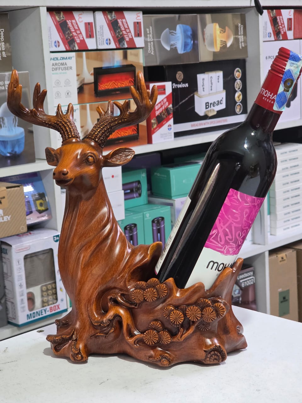 Deer  head decorative sculpture wine  rack