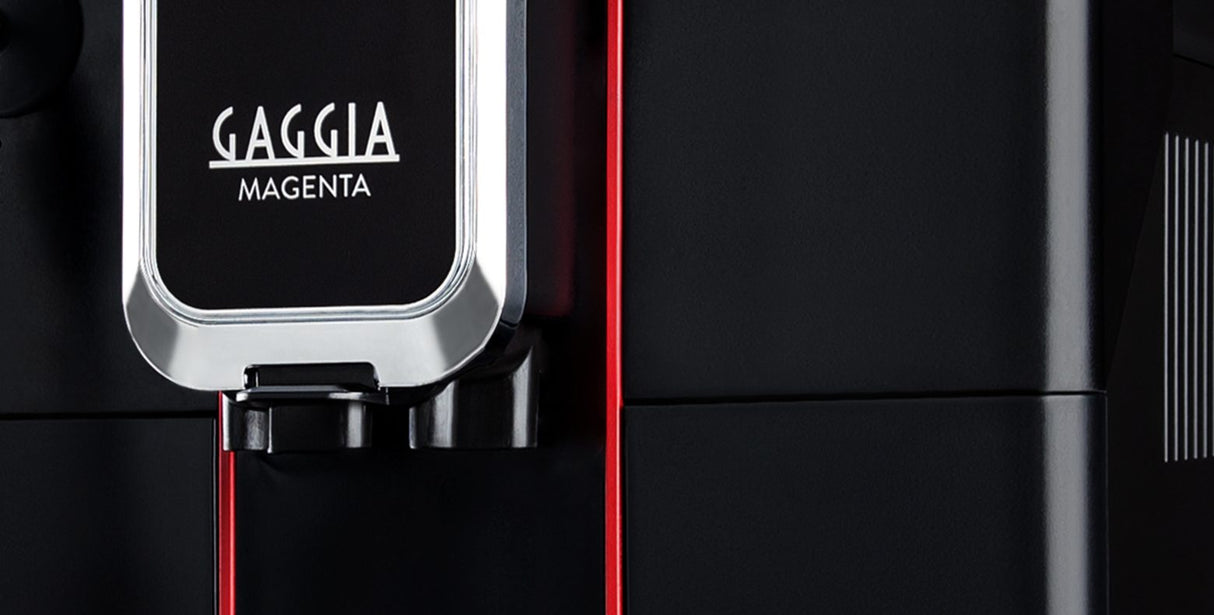 Close-up of the adjustable coffee dispenser on the Gaggia Magenta Plus