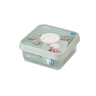 Joseph Joseph Dial 10-piece Stage 1 baby food container set in blue with datable lids.