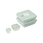 Joseph Joseph Dial 15-piece baby food container set in blue, covering stages 1 and 2.