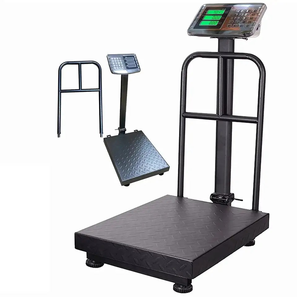 Digital platform weighing scales with guards