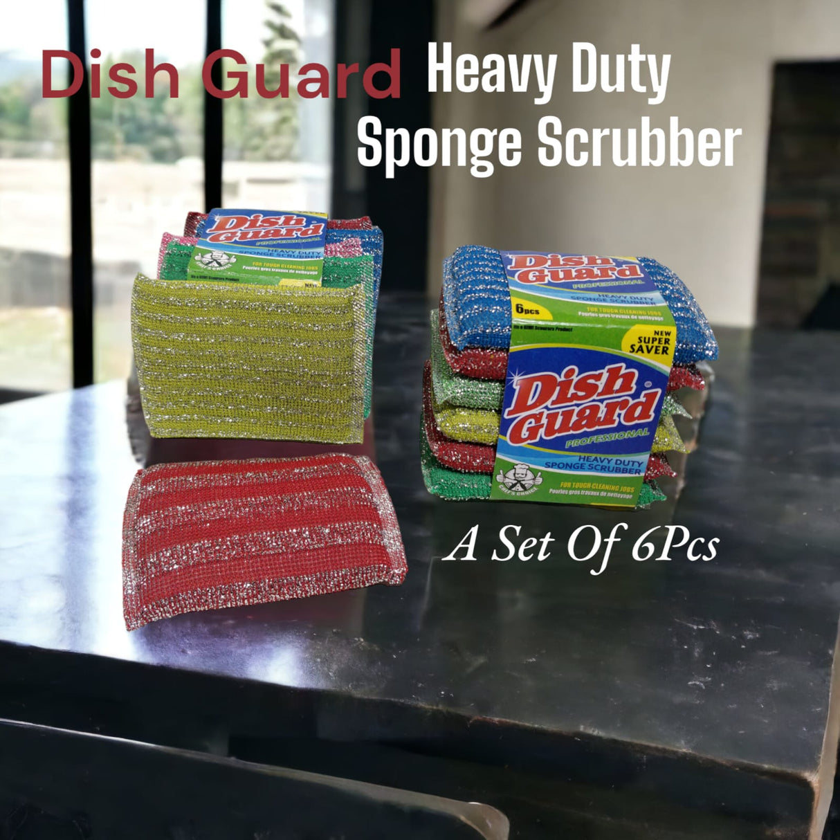 6pcs Dish Guard Heavy Duty Sponge Scrubber