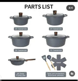 Donner wave nonstick cookware set 15pcs