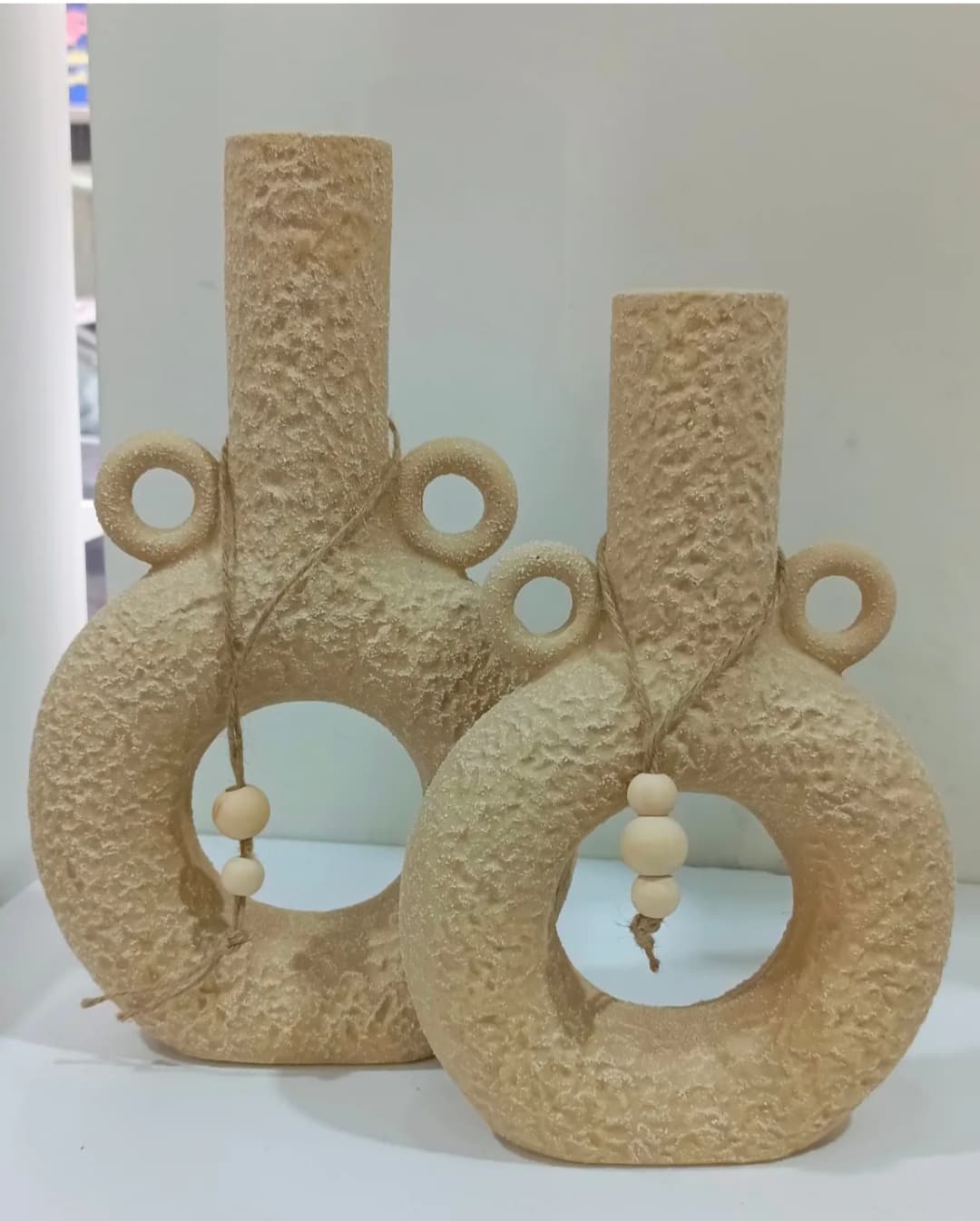 Donut Decorative Ceramic Vase With Bead Garland