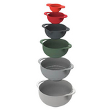 The Joseph Joseph Duo 6-Piece Food Preparation Bowl Set photographed from above.
