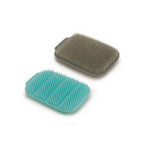 Joseph Joseph Duo washing-up scrubber 2-pack in grey and mint.
