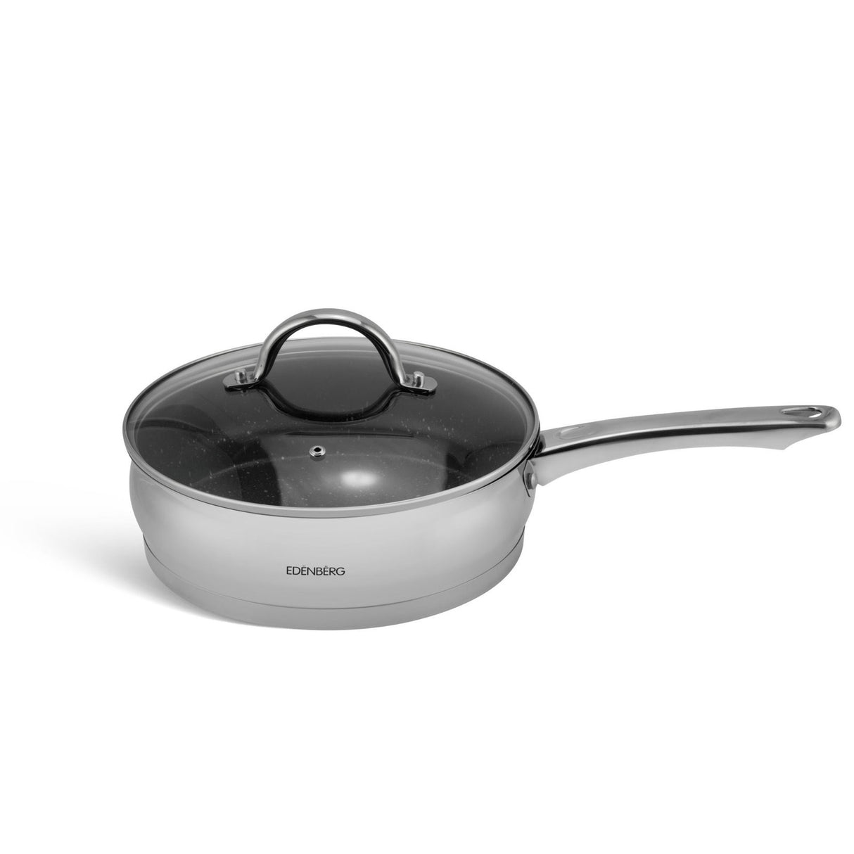 Edenberg 12-Piece Stainless Steel Cookware Set with Glass Lids (16–24cm) | Induction Ready