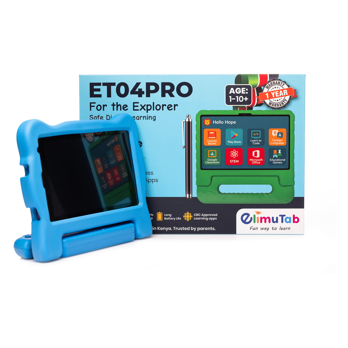 Elimutab ET04 Pro Kids Tablet 7 Inch 32GB | CBC Learning Tablet with SIM Slot and Puffed Case