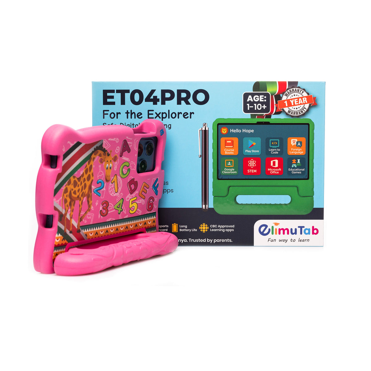 Elimutab ET04 Pro Kids Tablet 7 Inch 32GB | CBC Learning Tablet with SIM Slot and Puffed Case