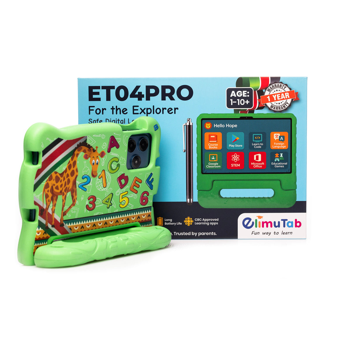 Elimutab ET04 Pro Kids Tablet 7 Inch 32GB | CBC Learning Tablet with SIM Slot and Puffed Case