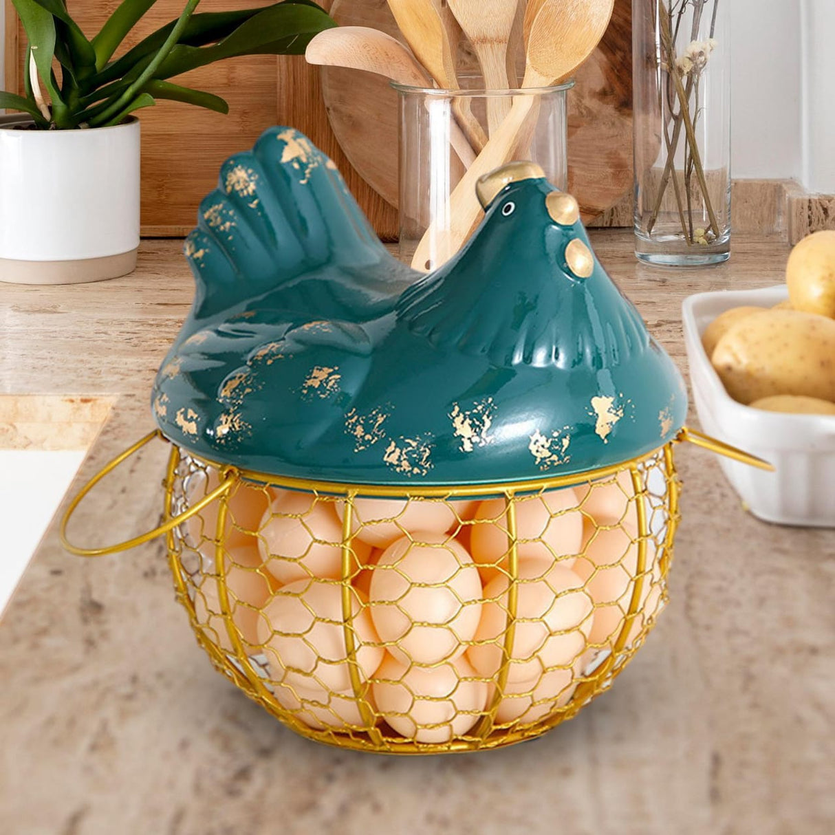 Egg basket with chicken cover