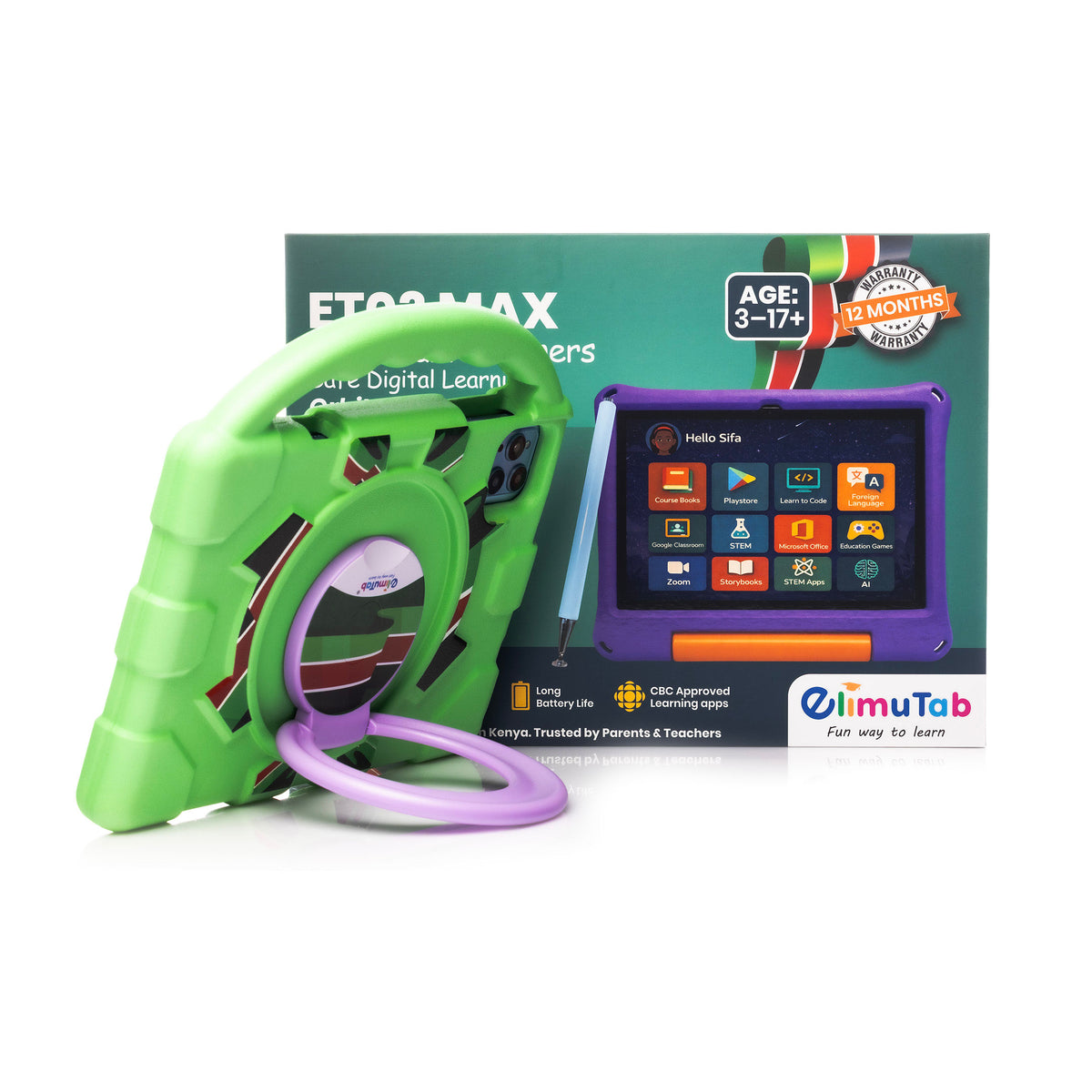 Elimutab ET03 Max Kids Tablet 10.1 Inch 64GB | Grade 1 to Form 4 Learning Tablet with Keyboard Case, Dual SIM 4G