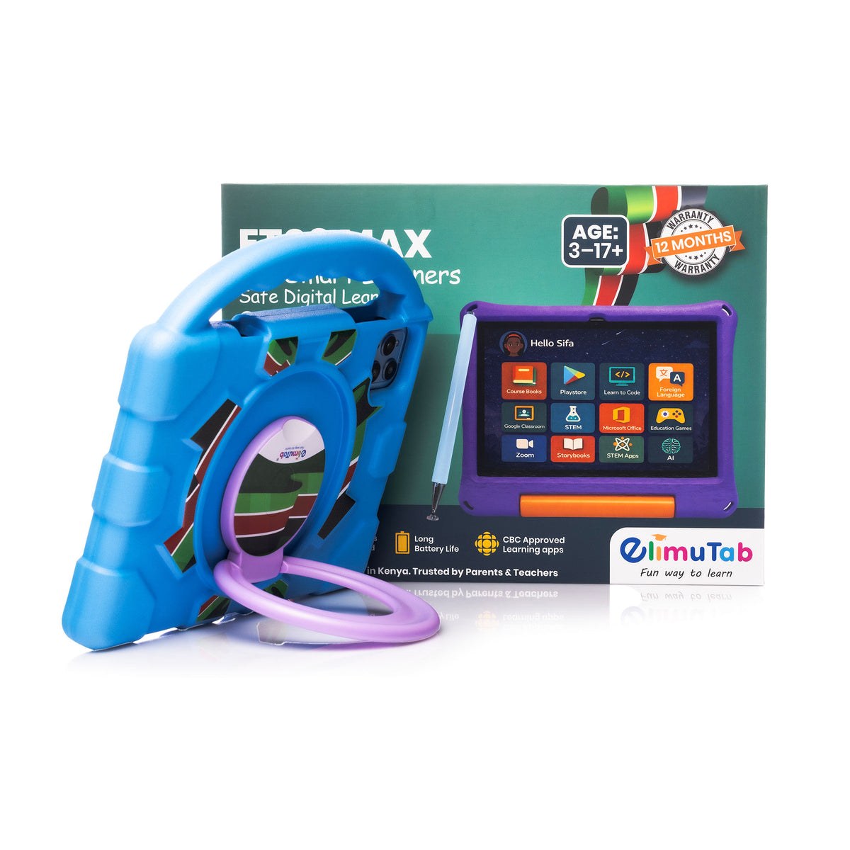 Elimutab ET03 Max Kids Tablet 10.1 Inch 64GB | Grade 1 to Form 4 Learning Tablet with Keyboard Case, Dual SIM 4G