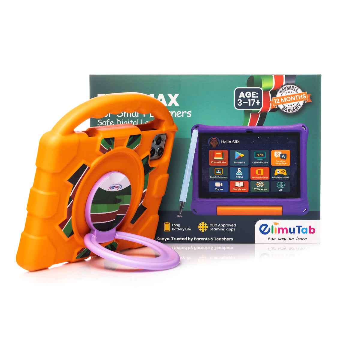 Elimutab ET03 Max Kids Tablet 10.1 Inch 64GB | Grade 1 to Form 4 Learning Tablet with Keyboard Case, Dual SIM 4G