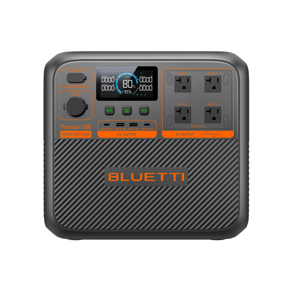 Bluetti Premium 200 V2 portable power station, front view