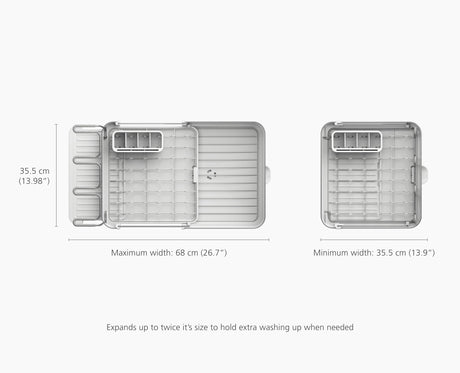 Joseph Joseph Extend Steel Plus expandable dish rack in stone dimensions diagram, Homelux Kenya