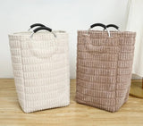 Velvet Coudry Laundry Basket –White & Grey Stylish Knee-Height Storage Hamper