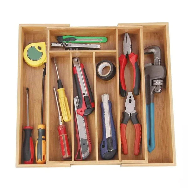 Extendable Cutlery Tray, 6-7 Adjustable Compartments Kitchen Drawer Organizer and Utensil Organizer, Perfect Utensil Holder and Cutlery Tray in Home Kitchen, Office