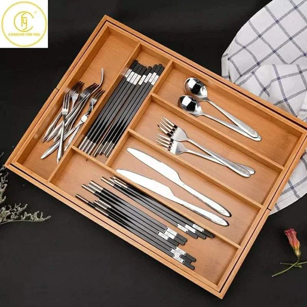 Extendable Cutlery Tray, 6-7 Adjustable Compartments Kitchen Drawer Organizer and Utensil Organizer, Perfect Utensil Holder and Cutlery Tray in Home Kitchen, Office