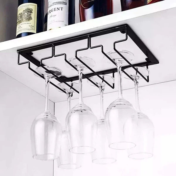 Under the cabinet hanging wine glass holder