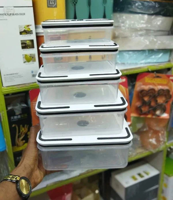 5-in-1 Microwaveable Fridge Food Storage Containers – Stackable & Airtight