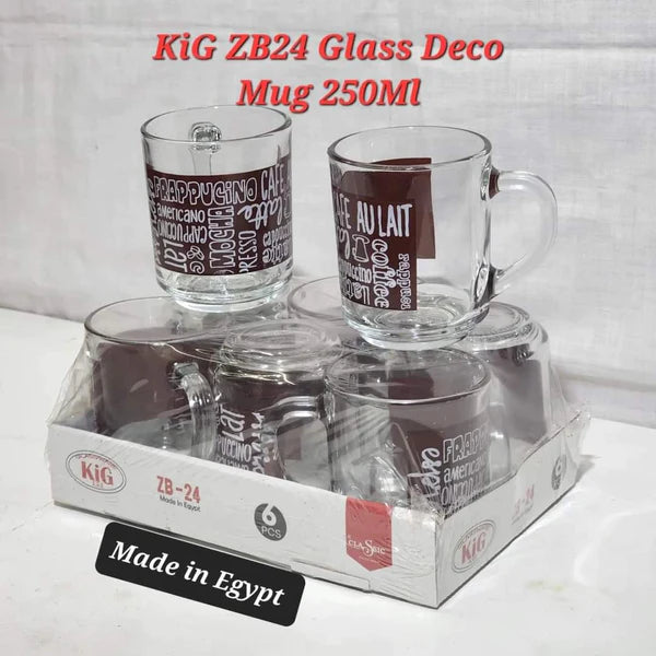 6 pcs Assorted clear glass coffee/tea mugs
