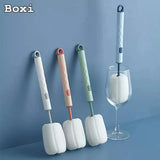Multifunctional rotatable sponge cleaning brush with a long handle