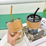 450ml Glass Summer Cup with Leather Cover