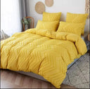 Tufted Wave Duvet Cover Set 3 Piece 6x6 and 6x7 | Chevron Tufted Duvet Cover and 2 Pillowcases, Yellow, Pink, White or Grey