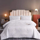Tufted Wave Duvet Cover Set 3 Piece 6x6 and 6x7 | Chevron Tufted Duvet Cover and 2 Pillowcases, Yellow, Pink, White or Grey