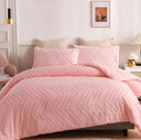 Tufted Wave Duvet Cover Set 3 Piece 6x6 and 6x7 | Chevron Tufted Duvet Cover and 2 Pillowcases, Yellow, Pink, White or Grey