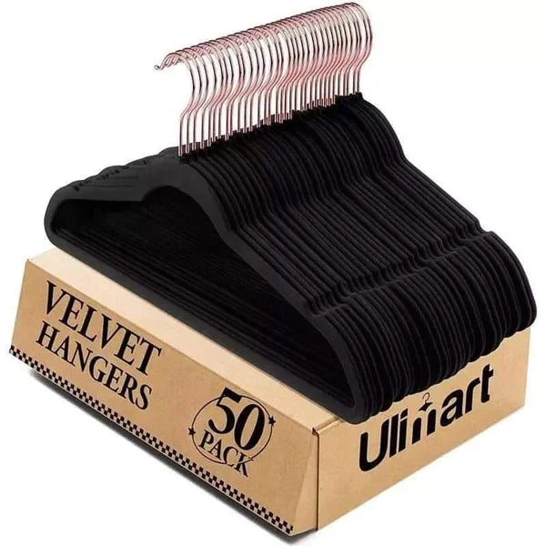 Wardrobe Complete Set: Velvet Hangers, Wooden Trouser Hangers, Jeans Organiser and Drawer Organiser