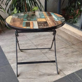 Foldable Table with Wooden Top and Metallic Frame & Stand