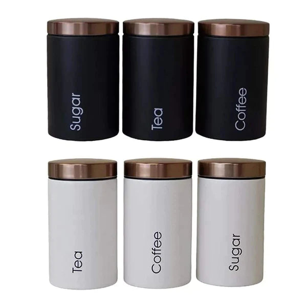 3-in-1 Alloy Canister Set for Tea, Coffee & Sugar Airtight Metal Kitchen Jars Stylish Pantry Organizers for Home, Office & Gifting in Kenya