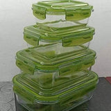 Borosilicate Glass Food Storage Lunch Box Container Set with Leak Proof Lids