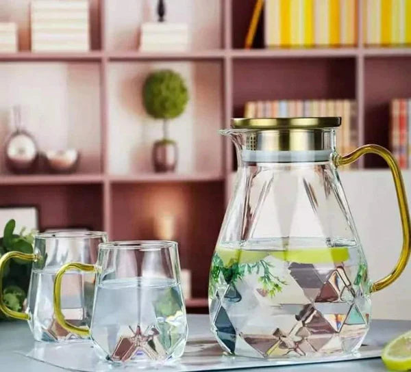 Luxury glass teapot 1 pc kettle +4 cups
