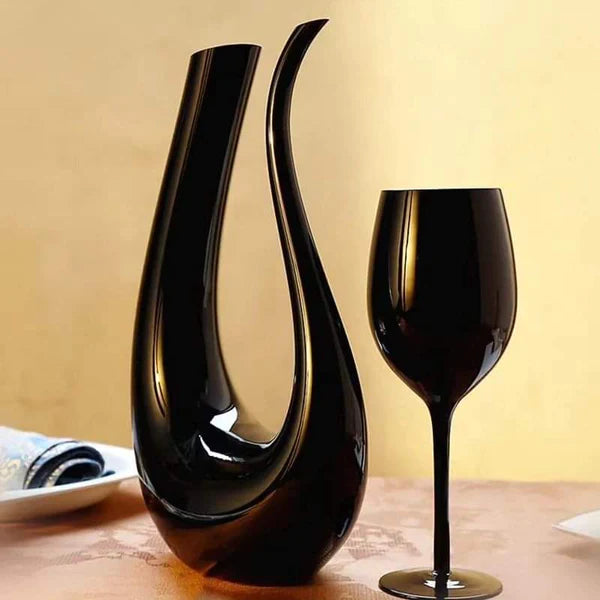 6pcs Black Glass Goblets