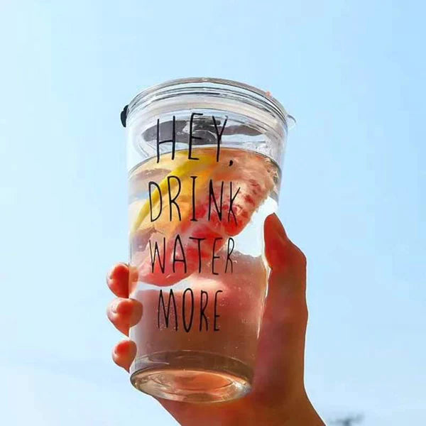 Round Transparent Borosilicate Drinking Glass Cup/Tumbler with lid + Straw