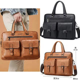 Men‘s Retro Business Handbag Large Capacity Laptop Briefcase Simple Satchel Bag