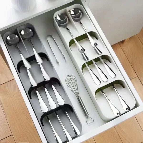Utensil Caddy Set: Compact Cutlery Holder and 11 Piece White Silicone Utensil Set