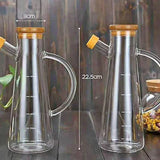 Oil /vinegar glass dispenser with bamboo lid cover