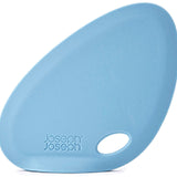 Joseph Joseph Fin silicone bowl scraper in blue, a curved self-standing spatula.