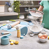 Joseph Joseph Fin self-standing silicone spatula in blue, third product view.