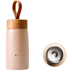 Flask strap with bamboo lid