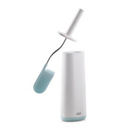 Joseph Joseph Flex toilet brush in blue with its slimline storage caddy
