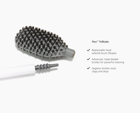 Joseph Joseph Flex TriBlade toilet brush white with holder open