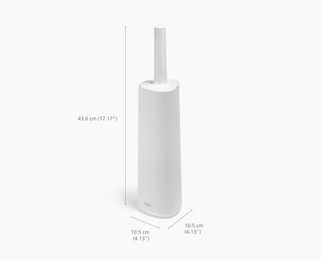 Joseph Joseph Flex 360 gloss white toilet brush and holder beside a toilet, Homelux Kenya