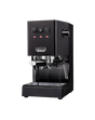 Gaggia Classic E24 manual espresso machine in Thunder Black, three-quarter front view on a white background