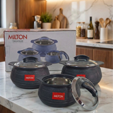 Milton Weave Insulated Casserole Hotpot Set 3 Pcs – 1000ml 1500ml 2500ml for Hot Food Lunch and Meals