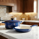 3 Pcs Enamel Cast Iron Cookware Set Heavy-Duty Dutch Oven with Lid | Non-Reactive, Even Heat Distribution Pot for Stewing, Frying & Baking